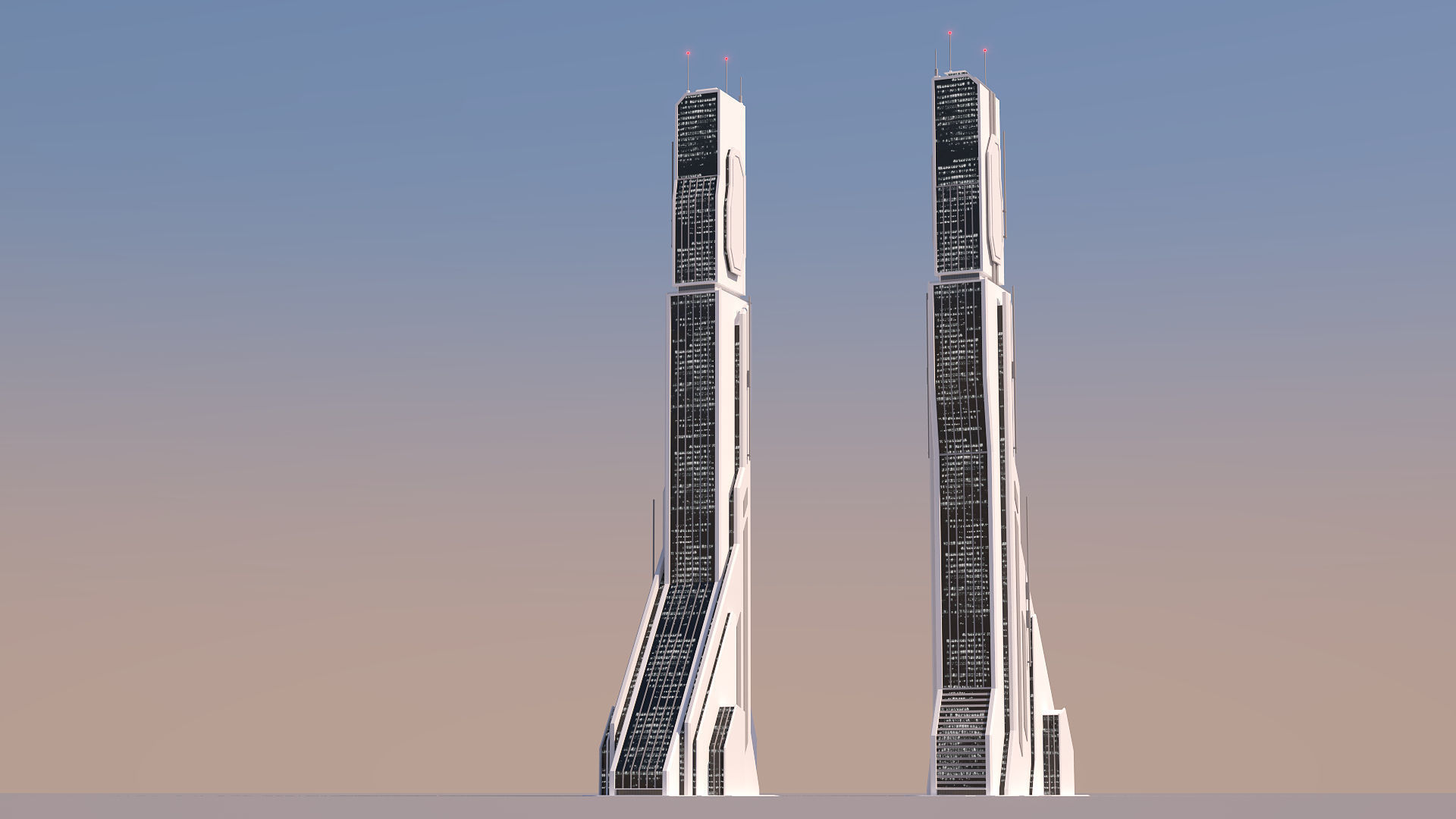 Futuristic Sci-Fi Skyscraper 04 Low-poly 3D model_16