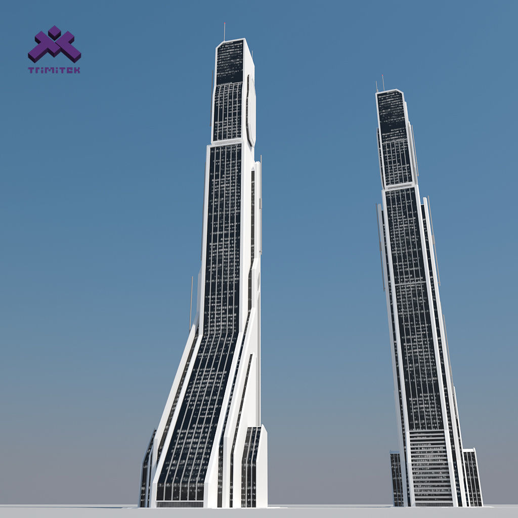 Futuristic Sci-Fi Skyscraper 04 Low-poly 3D model_4
