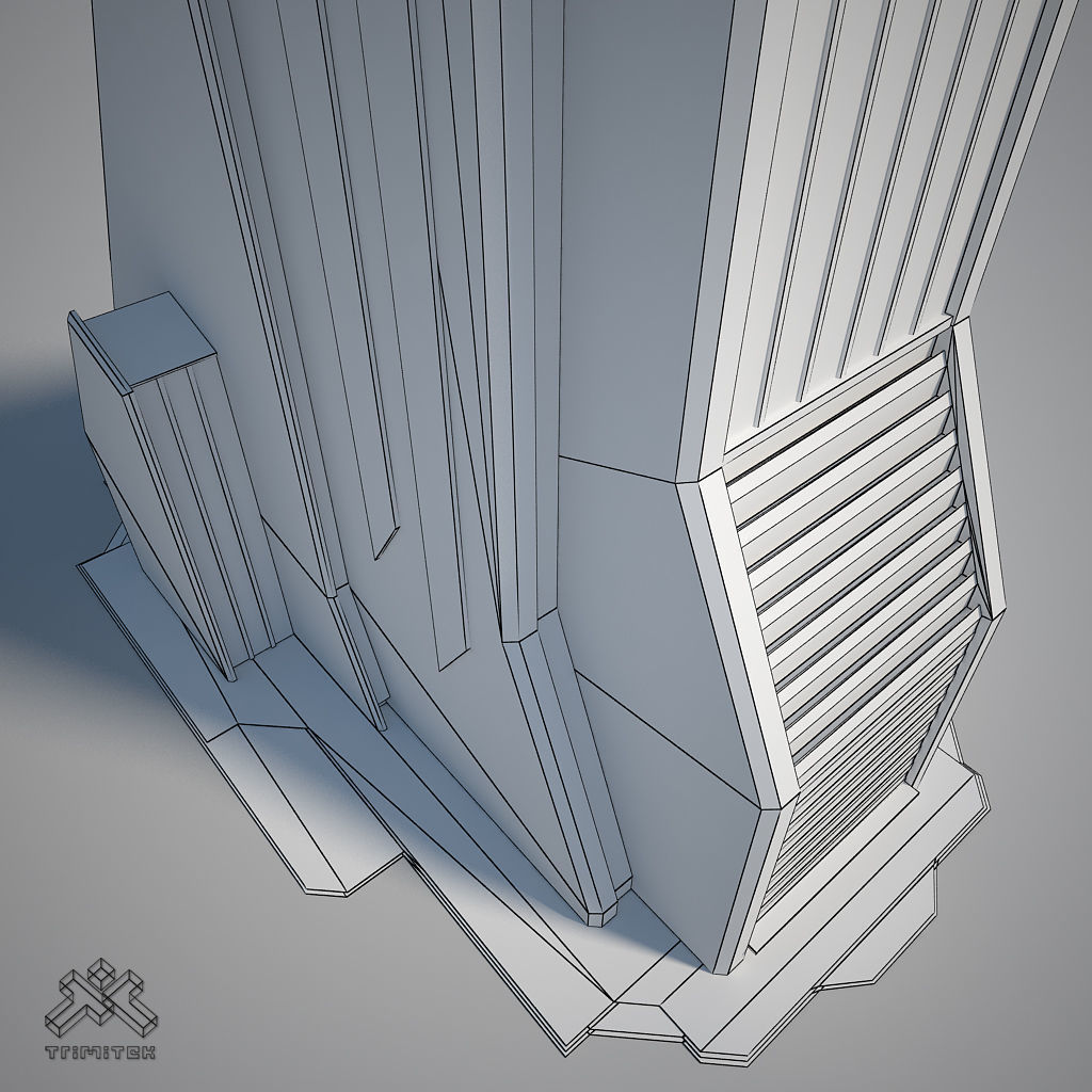 Futuristic Sci-Fi Skyscraper 04 Low-poly 3D model_14