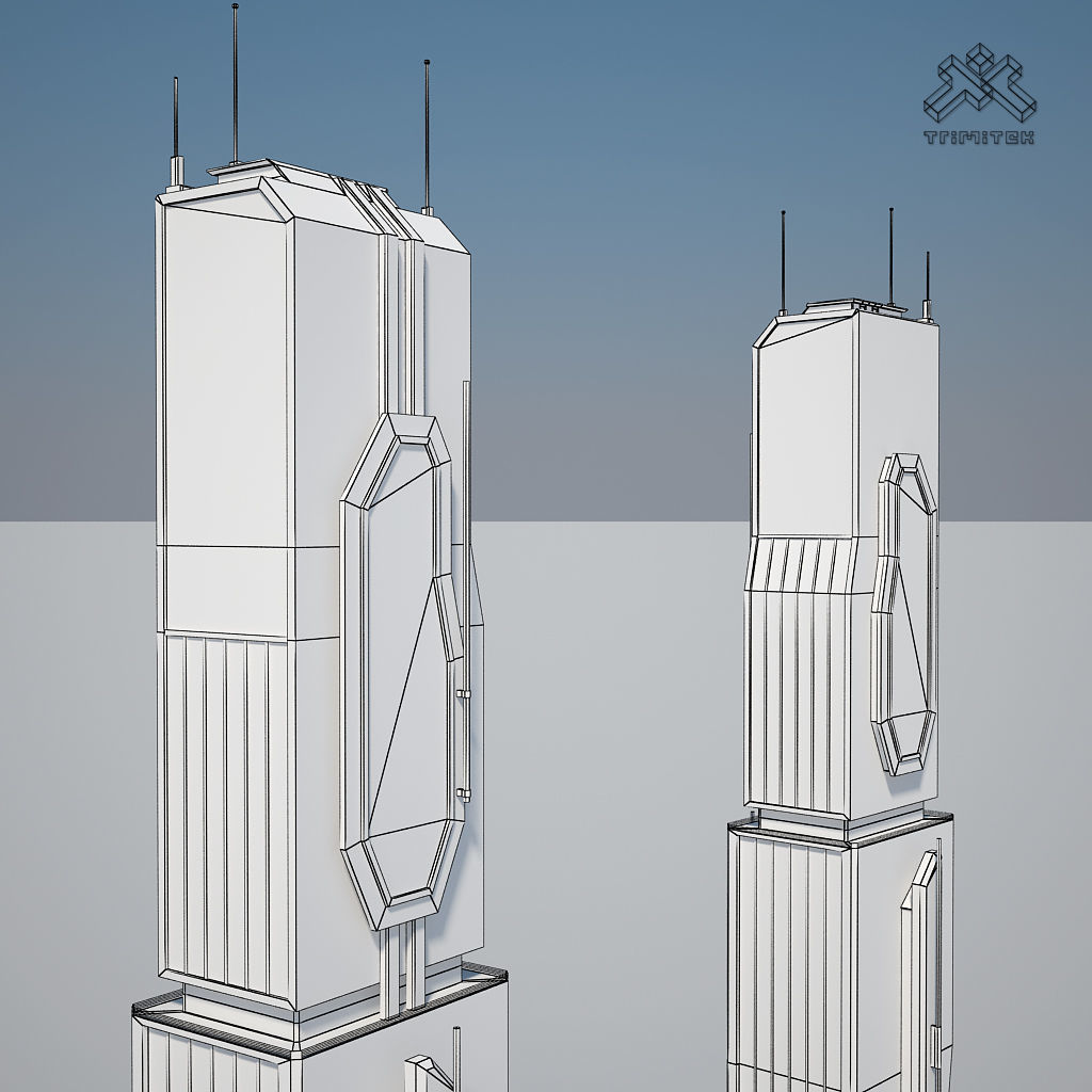 Futuristic Sci-Fi Skyscraper 04 Low-poly 3D model_13