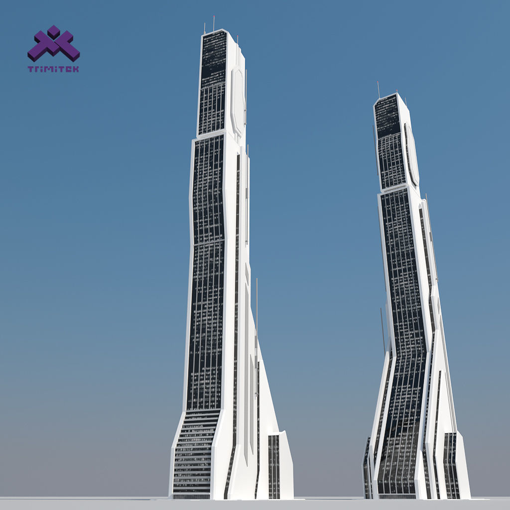 Futuristic Sci-Fi Skyscraper 04 Low-poly 3D model_5