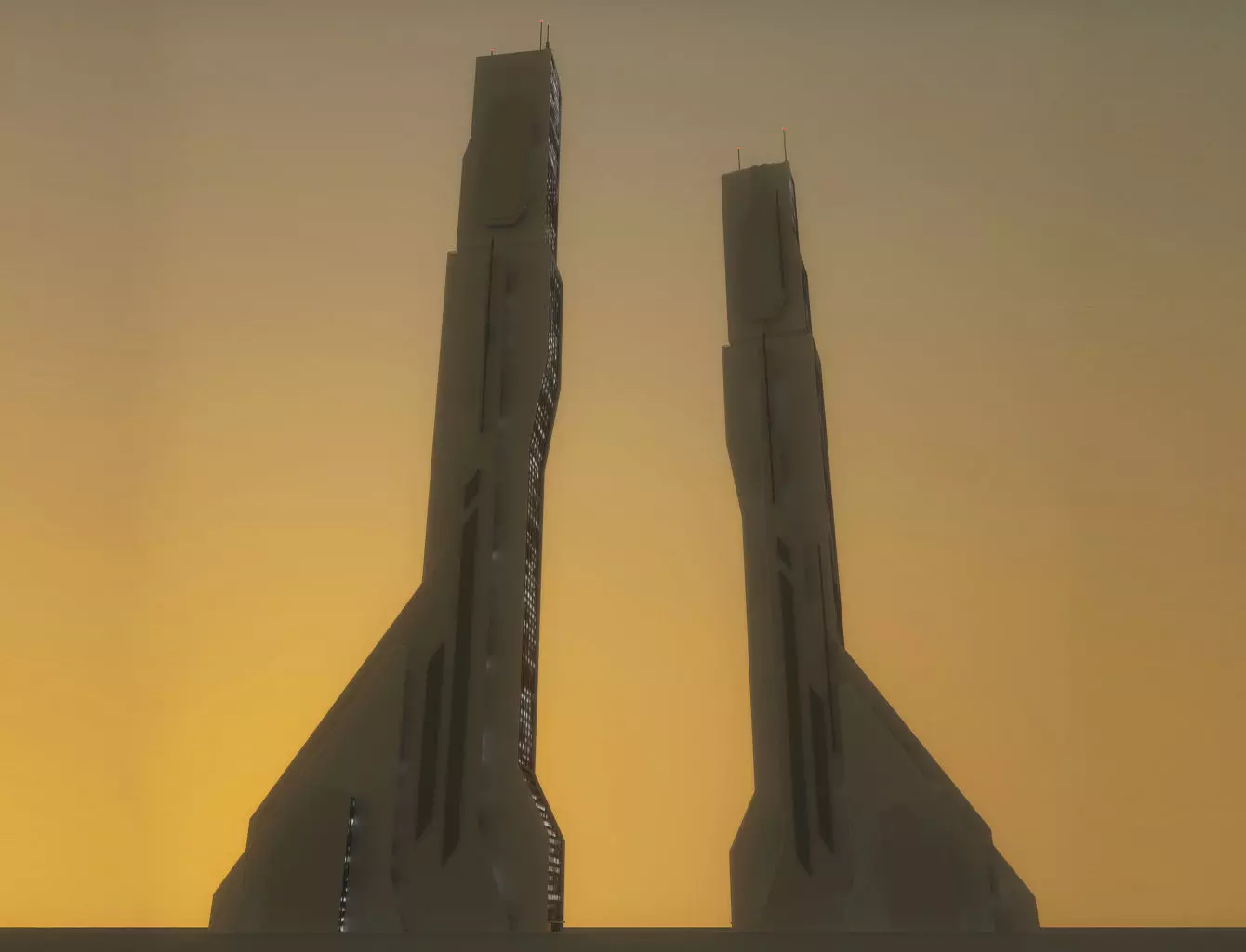 Futuristic Sci-Fi Skyscraper 04 Low-poly 3D model_0