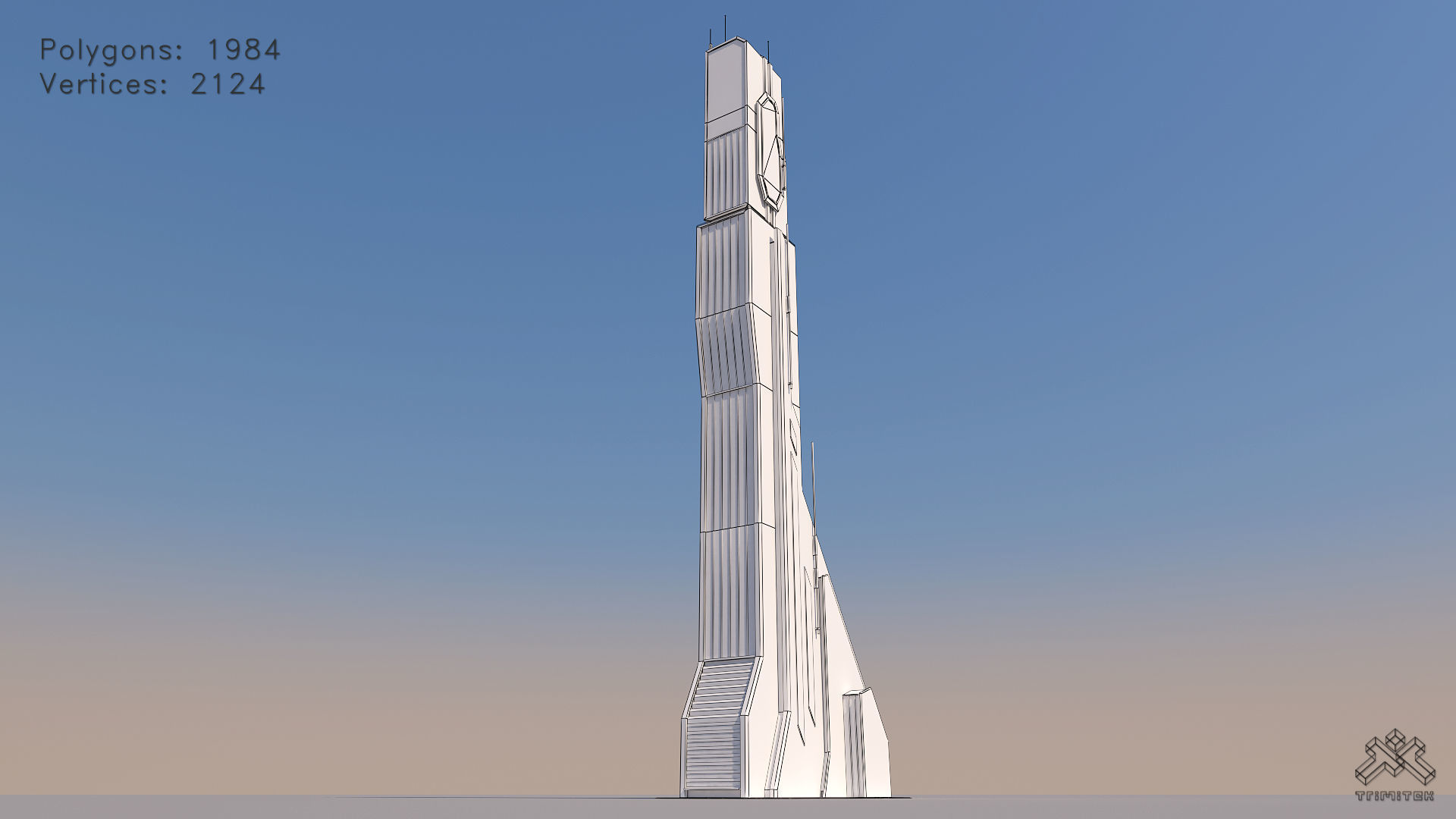 Futuristic Sci-Fi Skyscraper 04 Low-poly 3D model_28