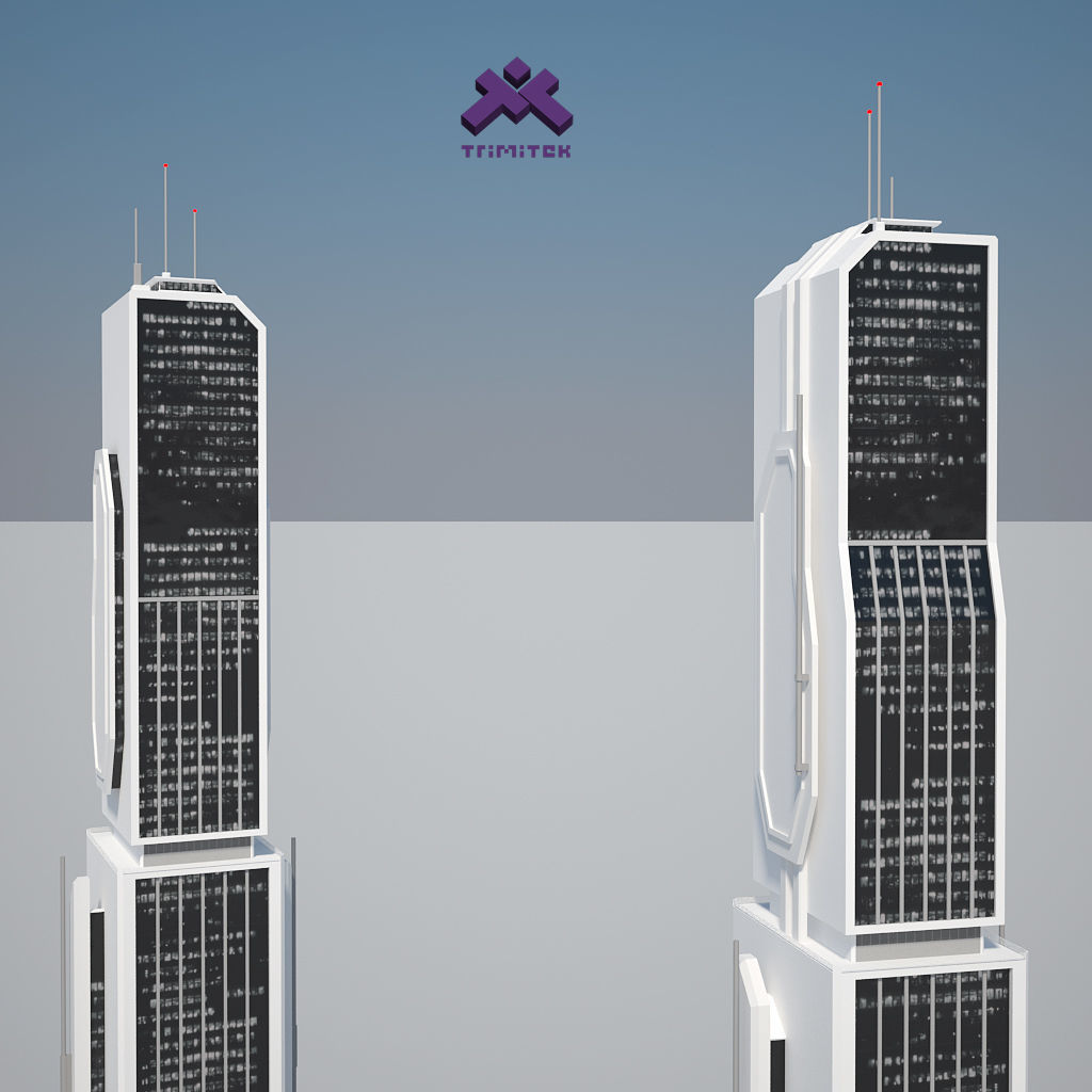 Futuristic Sci-Fi Skyscraper 04 Low-poly 3D model_9