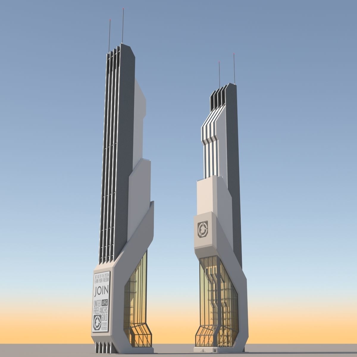 Futuristic Sci-Fi Skyscraper 06 3D model_1