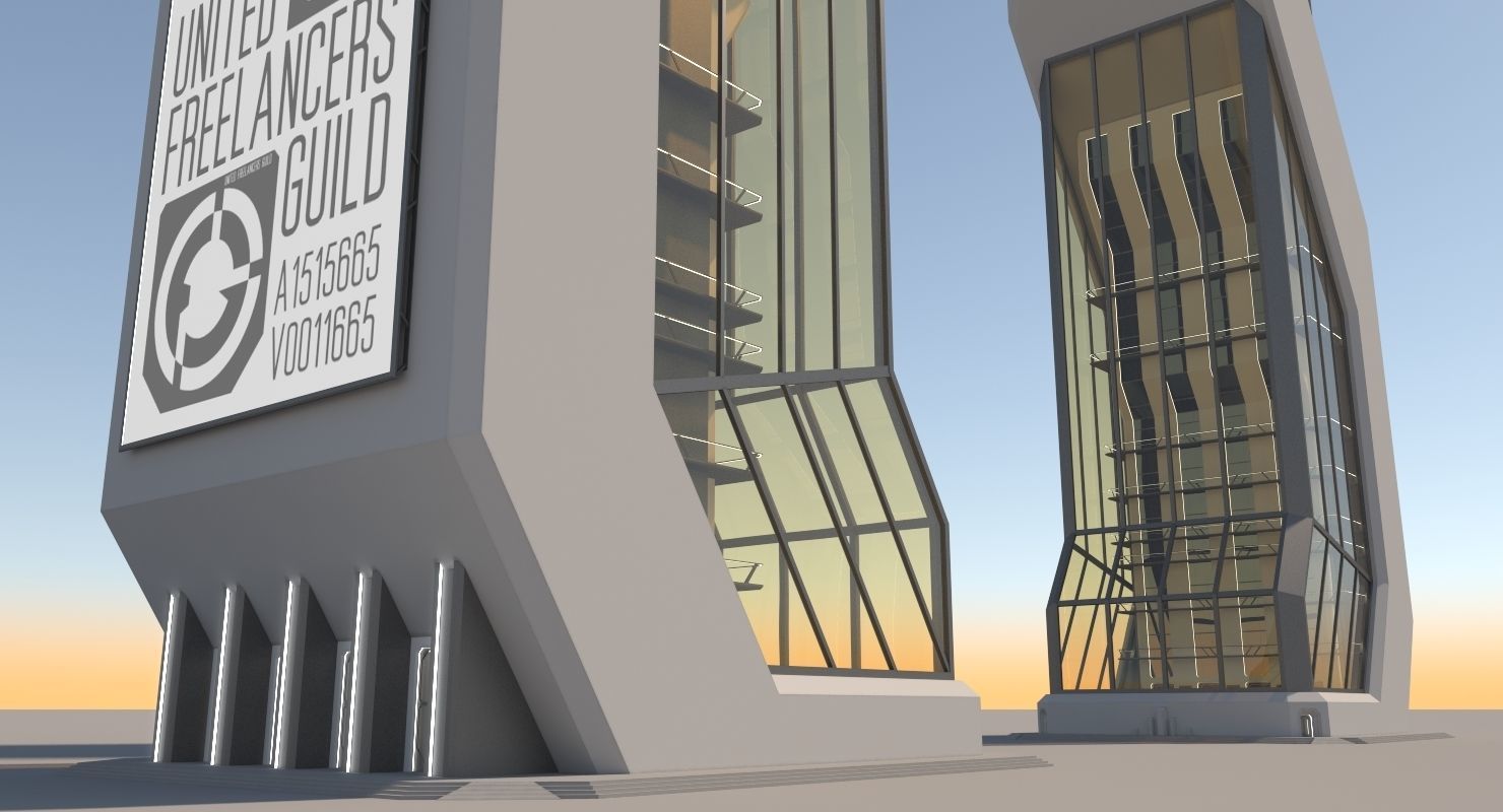 Futuristic Sci-Fi Skyscraper 06 3D model_11