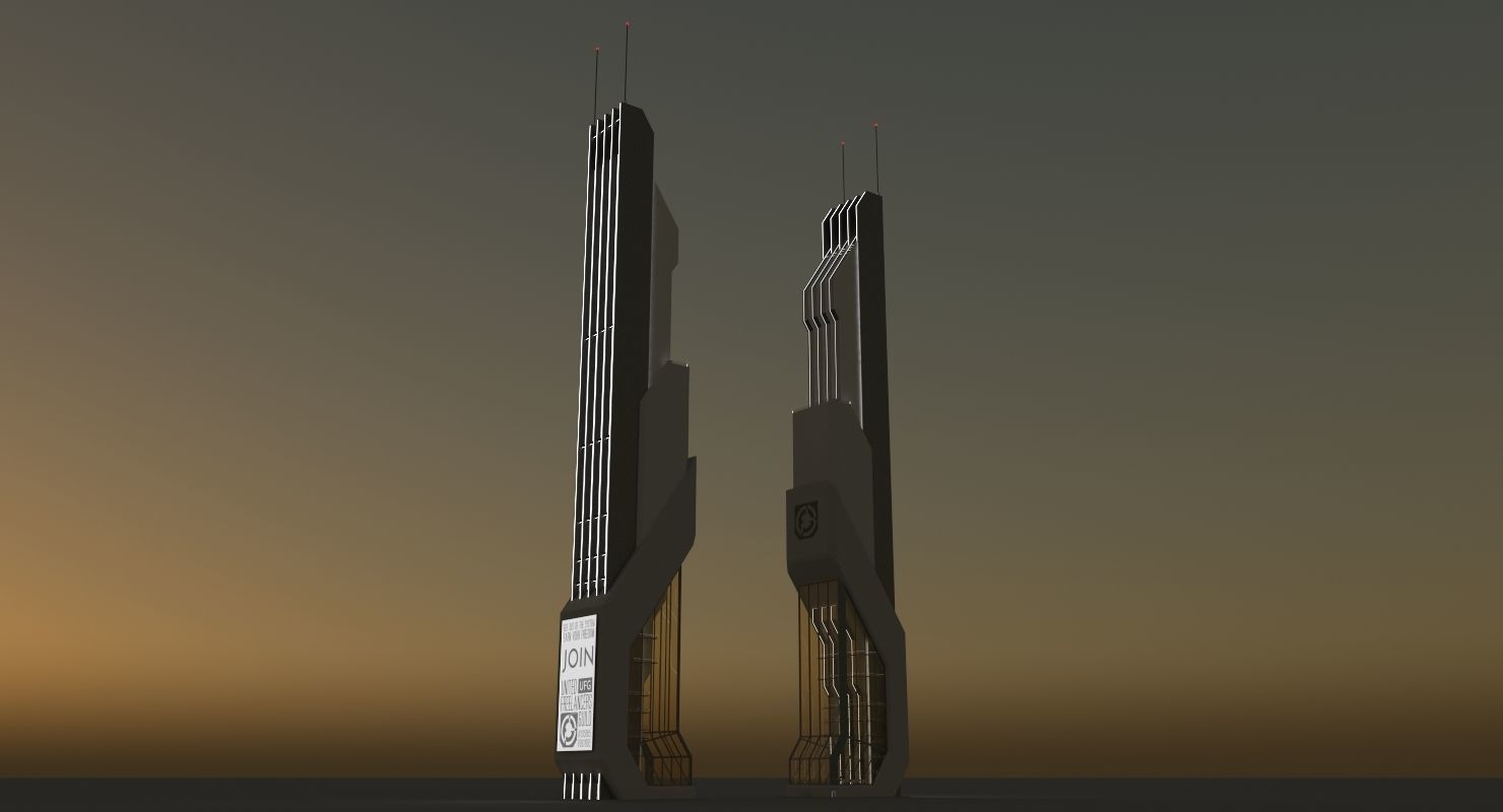 Futuristic Sci-Fi Skyscraper 06 3D model_2
