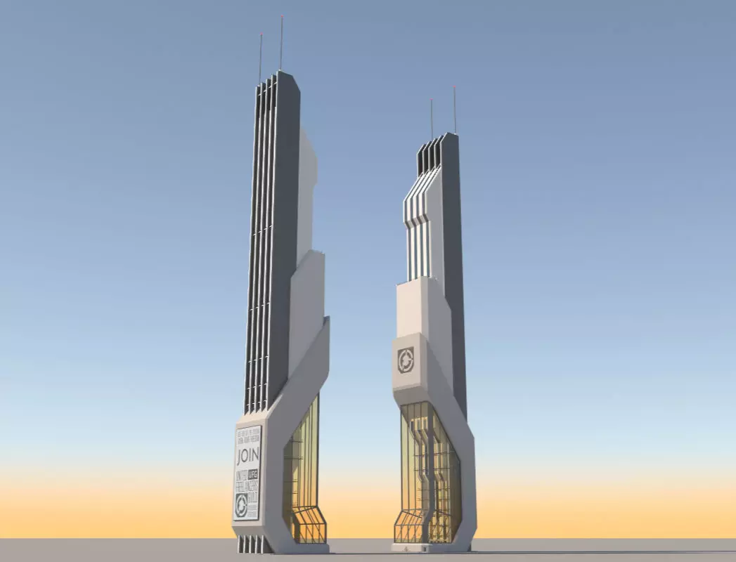 Futuristic Sci-Fi Skyscraper 06 3D model_0