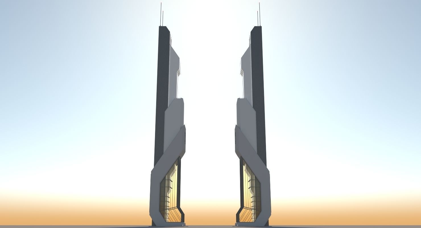 Futuristic Sci-Fi Skyscraper 06 3D model_29