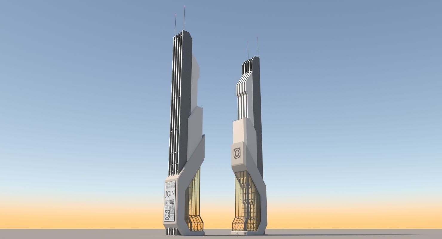 Futuristic Sci-Fi Skyscraper 06 3D model_3