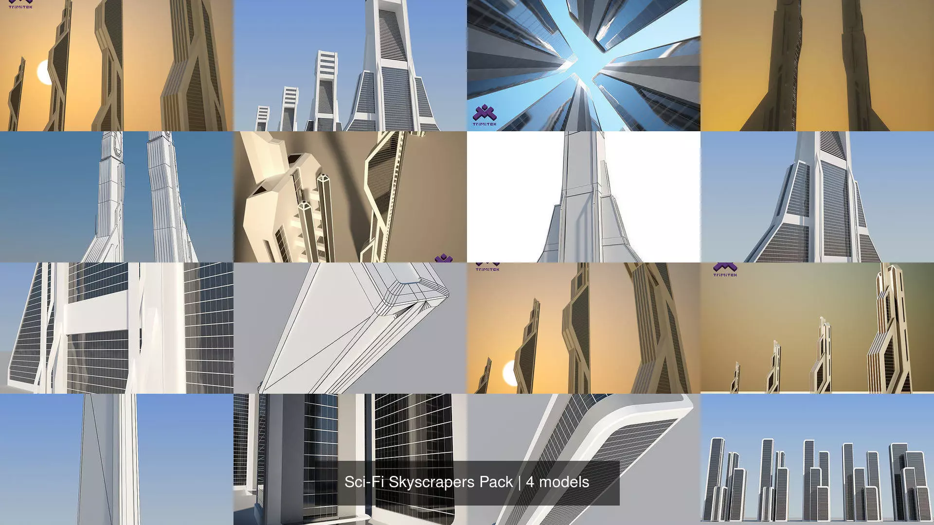 Sci-Fi Skyscrapers Pack 3D Model Collection_1