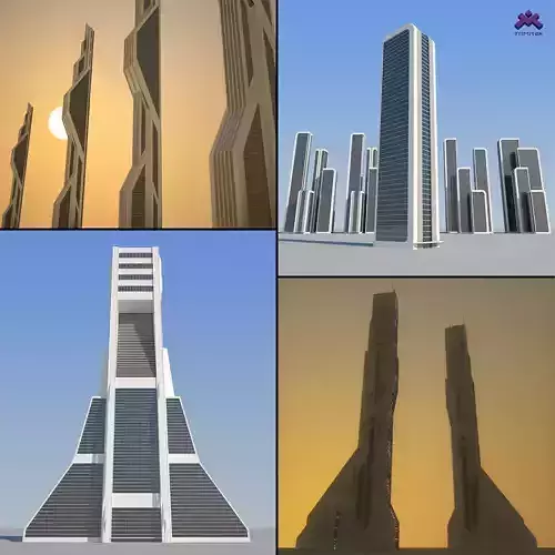 Sci-Fi Skyscrapers Pack 3D Model Collection
