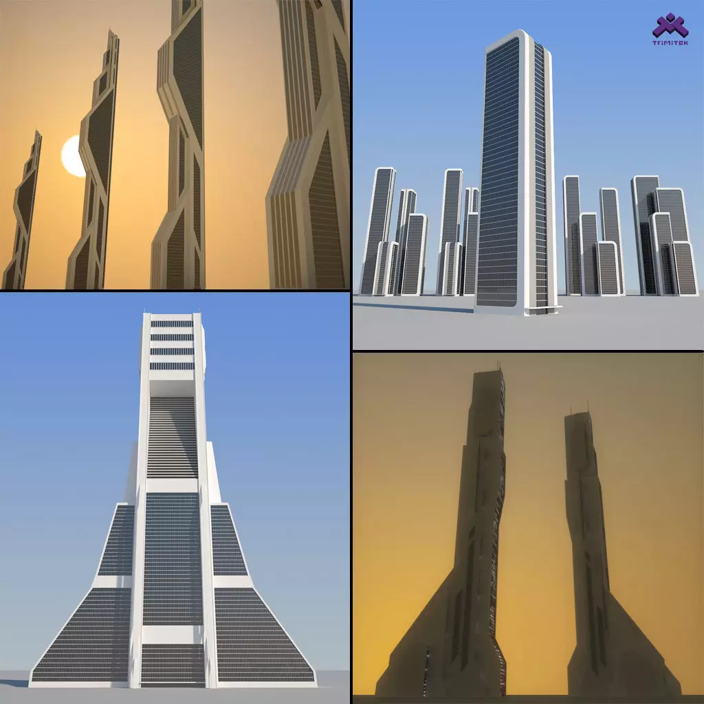 Sci-Fi Skyscrapers Pack 3D Model Collection_0