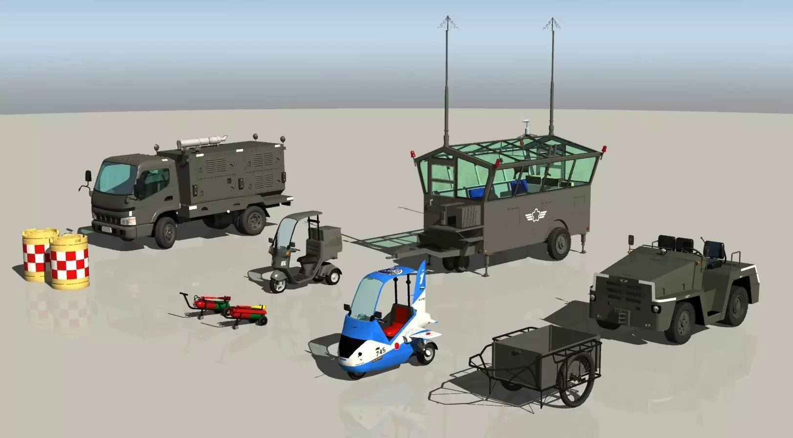 JASDF Airbase Equipment set 3D model_0