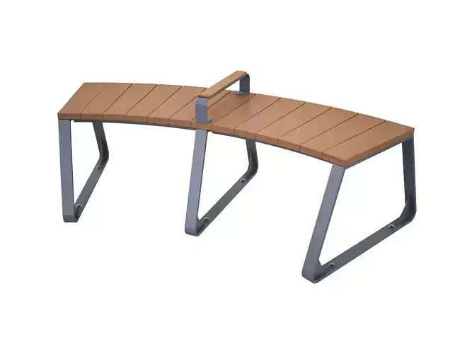 CURVED TIMBER BENCH 3D model