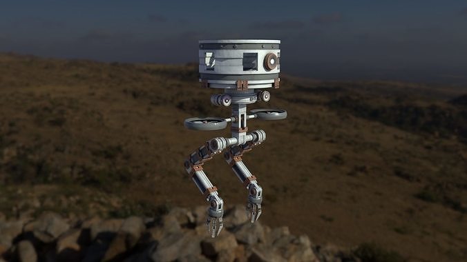 Cylindrical Robot -Low Poly Rig- Low-poly 3D model