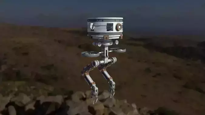 Cylindrical Robot -Low Poly Rig- Low-poly 3D model