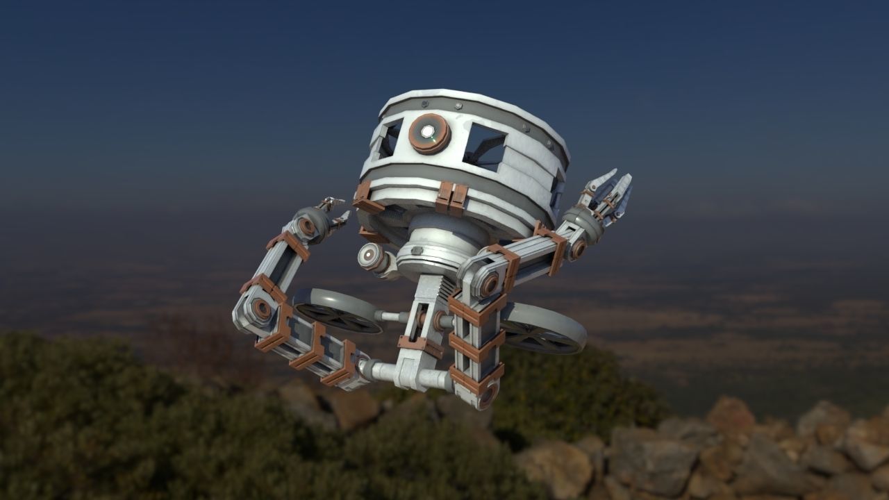 Cylindrical Robot -Low Poly Rig- Low-poly 3D model_4