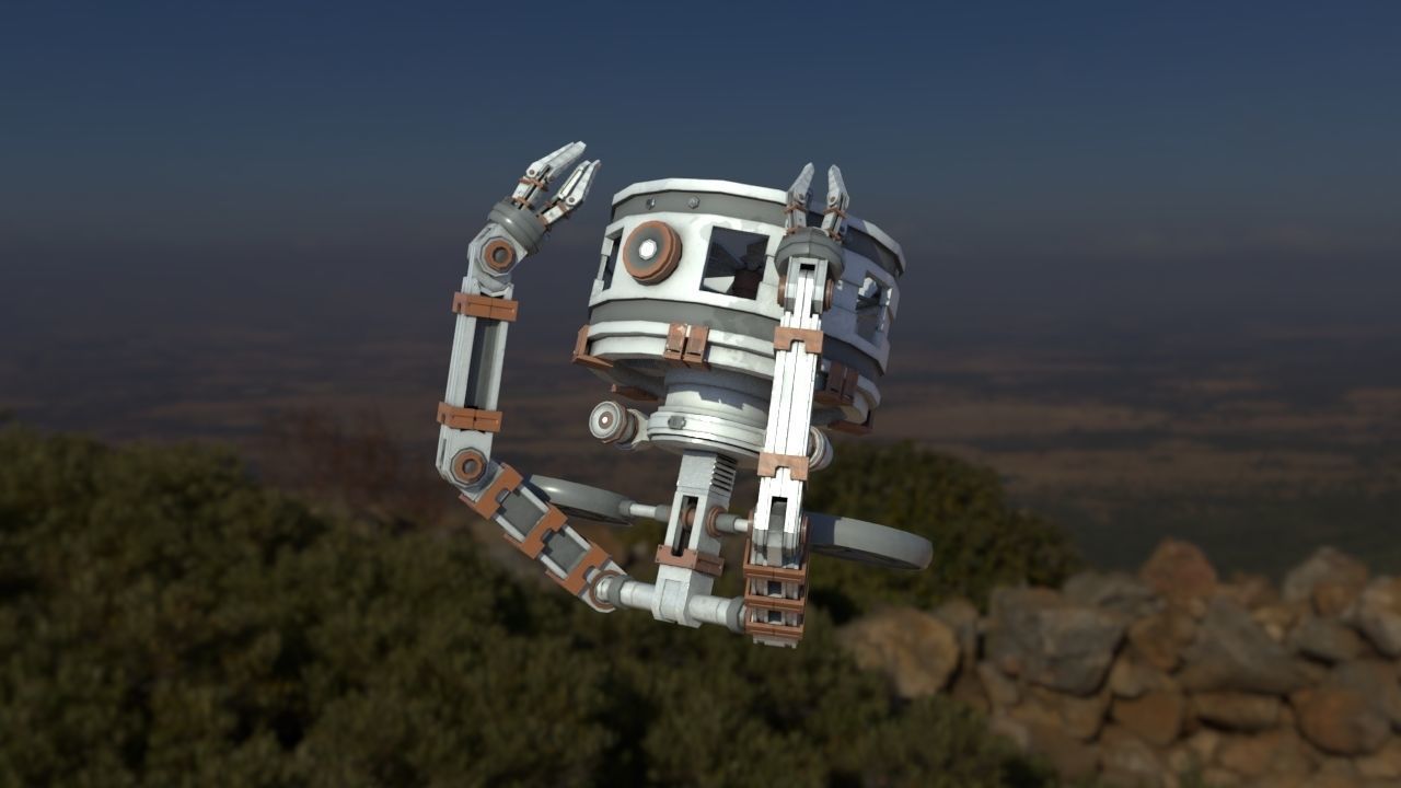 Cylindrical Robot -Low Poly Rig- Low-poly 3D model_3
