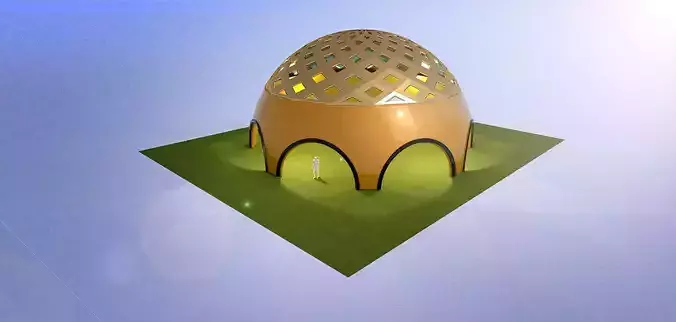 3D Dome large arena structure with atrium