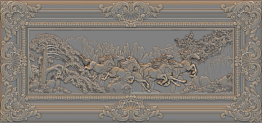 Mural Horse wood carving file stl OBJ and ZTL for CNC 3D print model_7