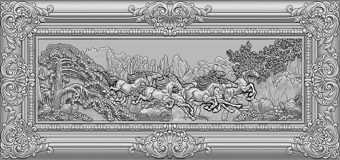 Mural Horse wood carving file stl OBJ and ZTL for CNC 3D print model_6