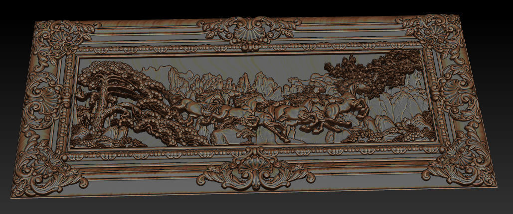 Mural Horse wood carving file stl OBJ and ZTL for CNC 3D print model_3
