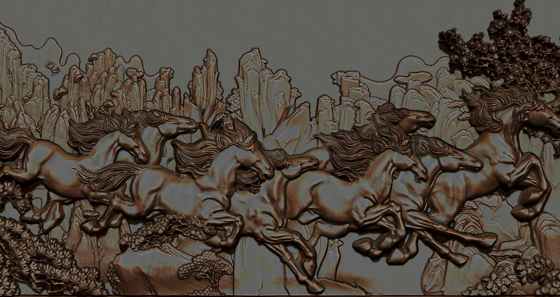 Mural Horse wood carving file stl OBJ and ZTL for CNC 3D print model_2