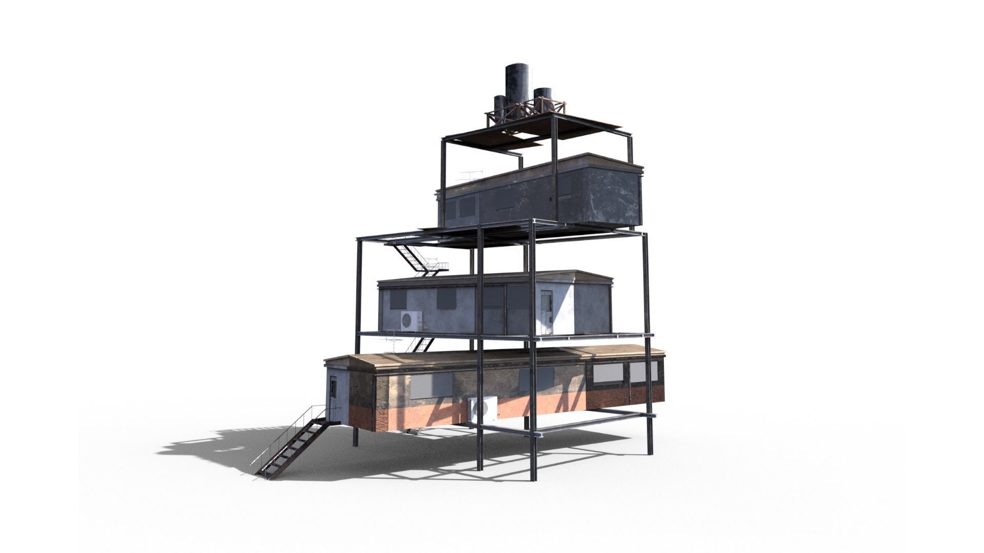 Sci Fi building pack - Building Stack - DMP asset pack - 3D model_6