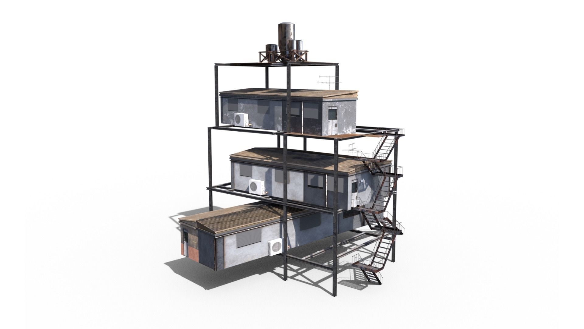 Sci Fi building pack - Building Stack - DMP asset pack - 3D model_8