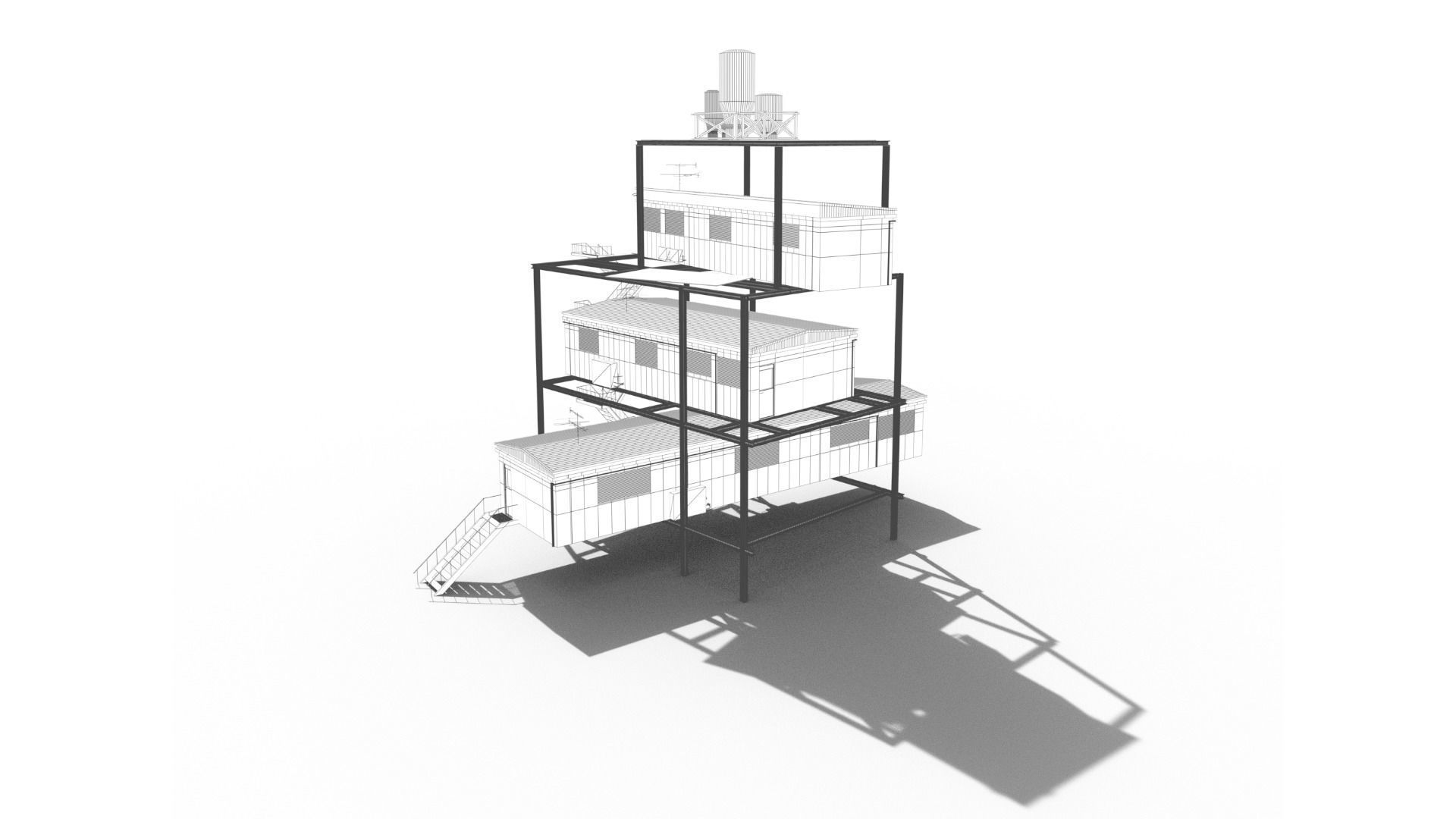 Sci Fi building pack - Building Stack - DMP asset pack - 3D model_7