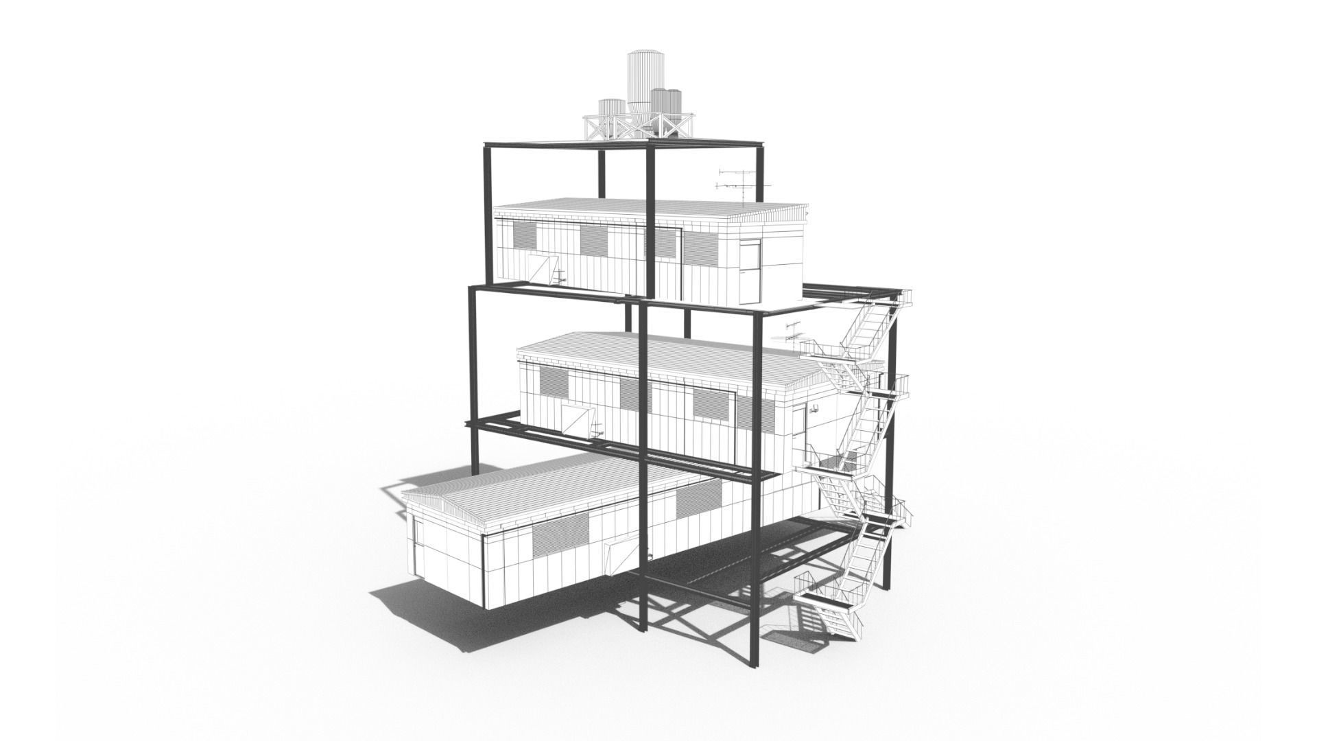 Sci Fi building pack - Building Stack - DMP asset pack - 3D model_9