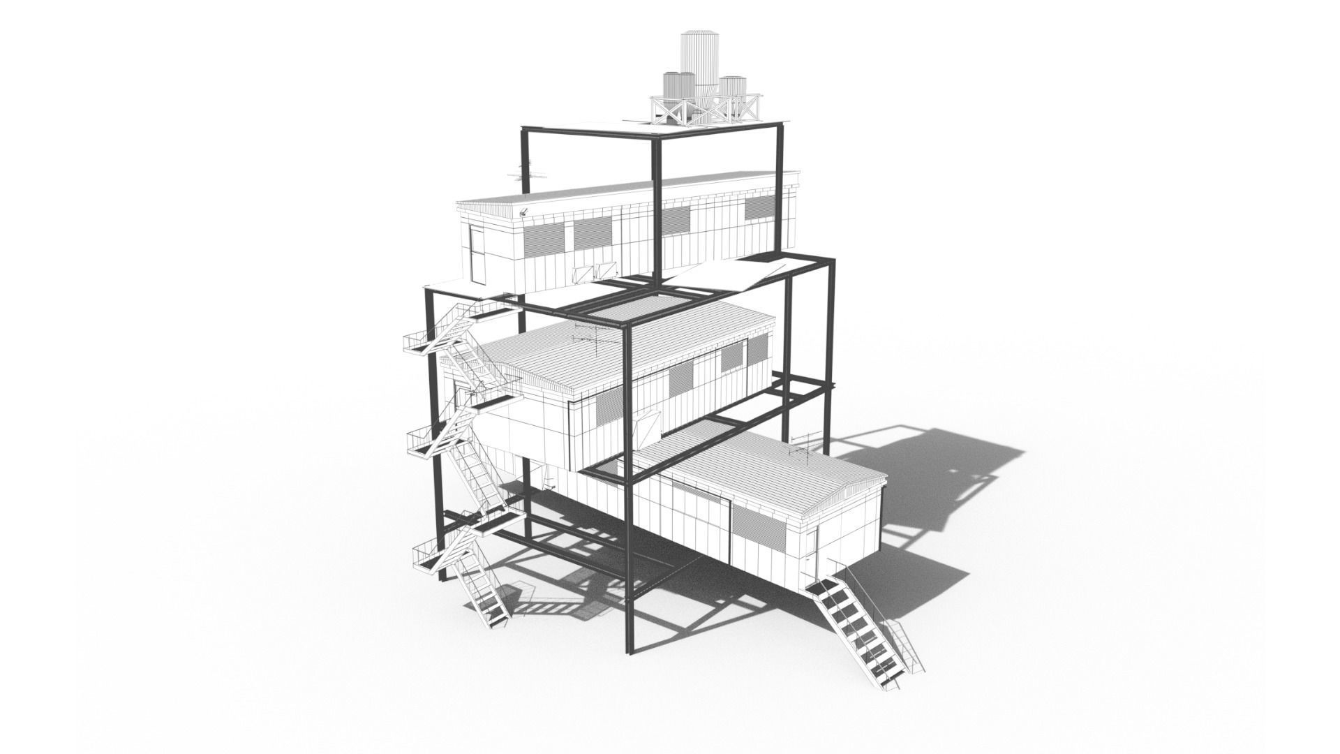 Sci Fi building pack - Building Stack - DMP asset pack - 3D model_11