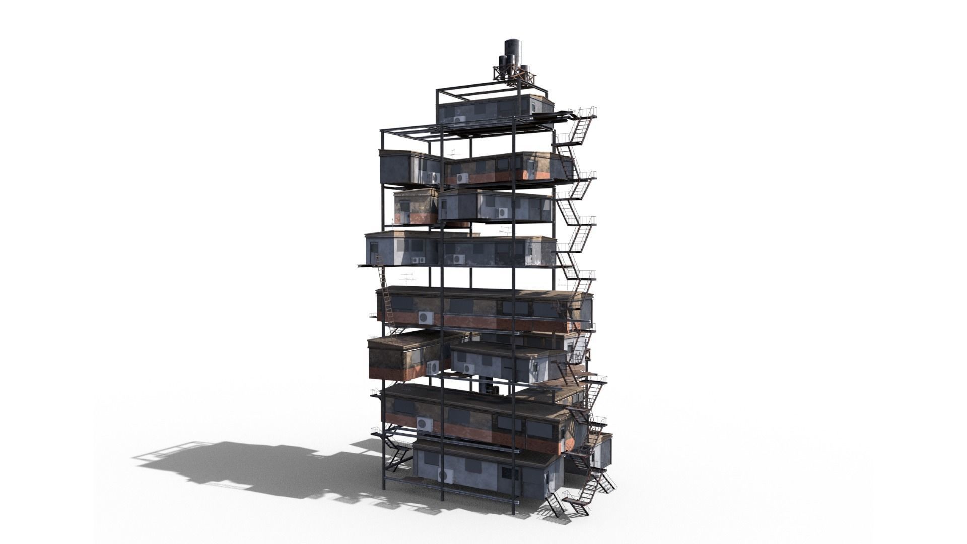 Sci Fi building pack - Building Stack - DMP asset pack - 3D model_12