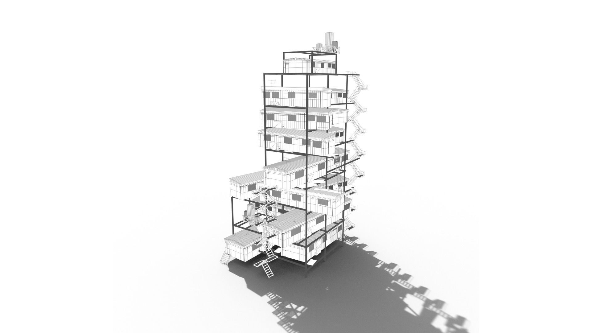 Sci Fi building pack - Building Stack - DMP asset pack - 3D model_17