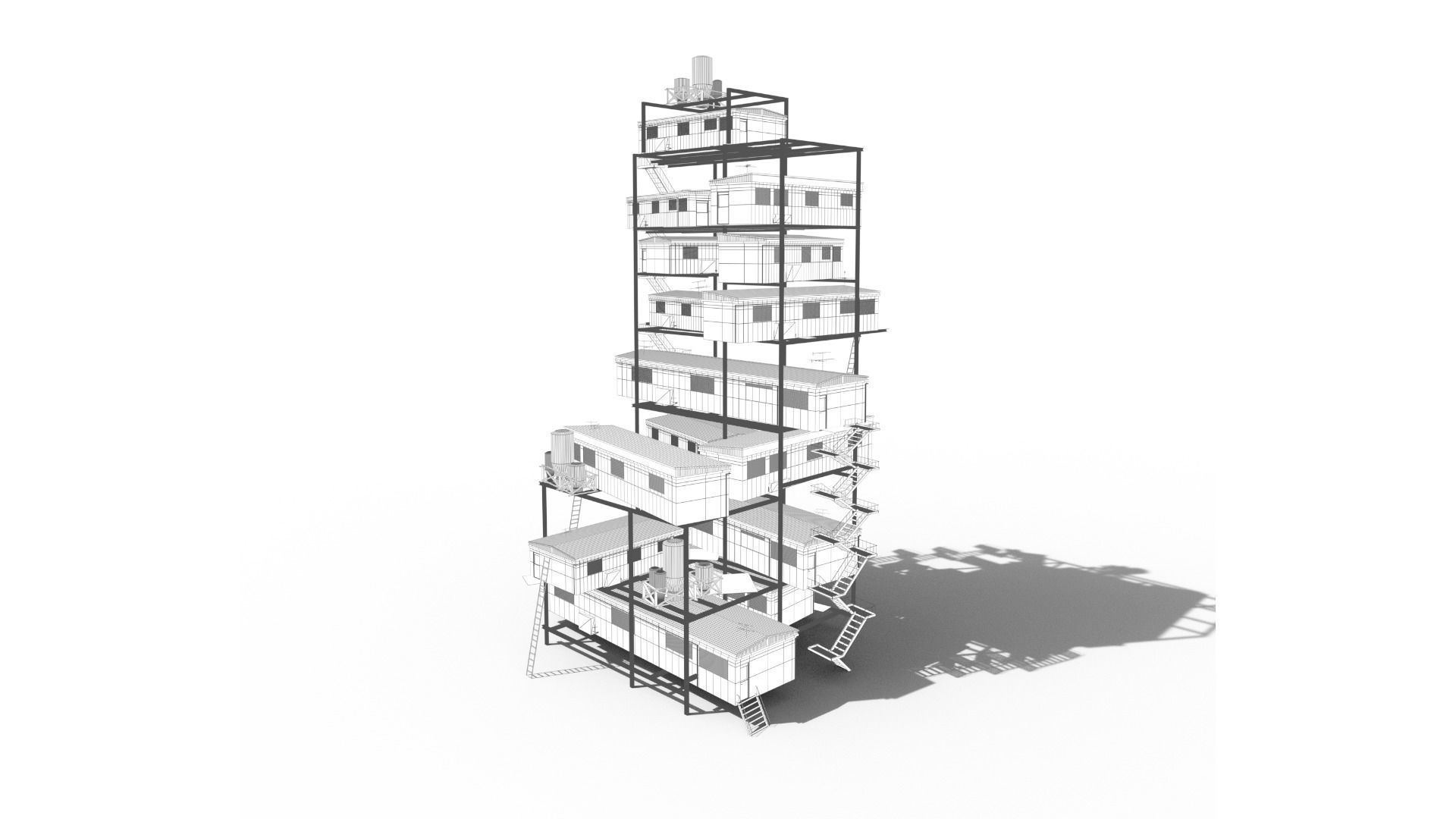 Sci Fi building pack - Building Stack - DMP asset pack - 3D model_13