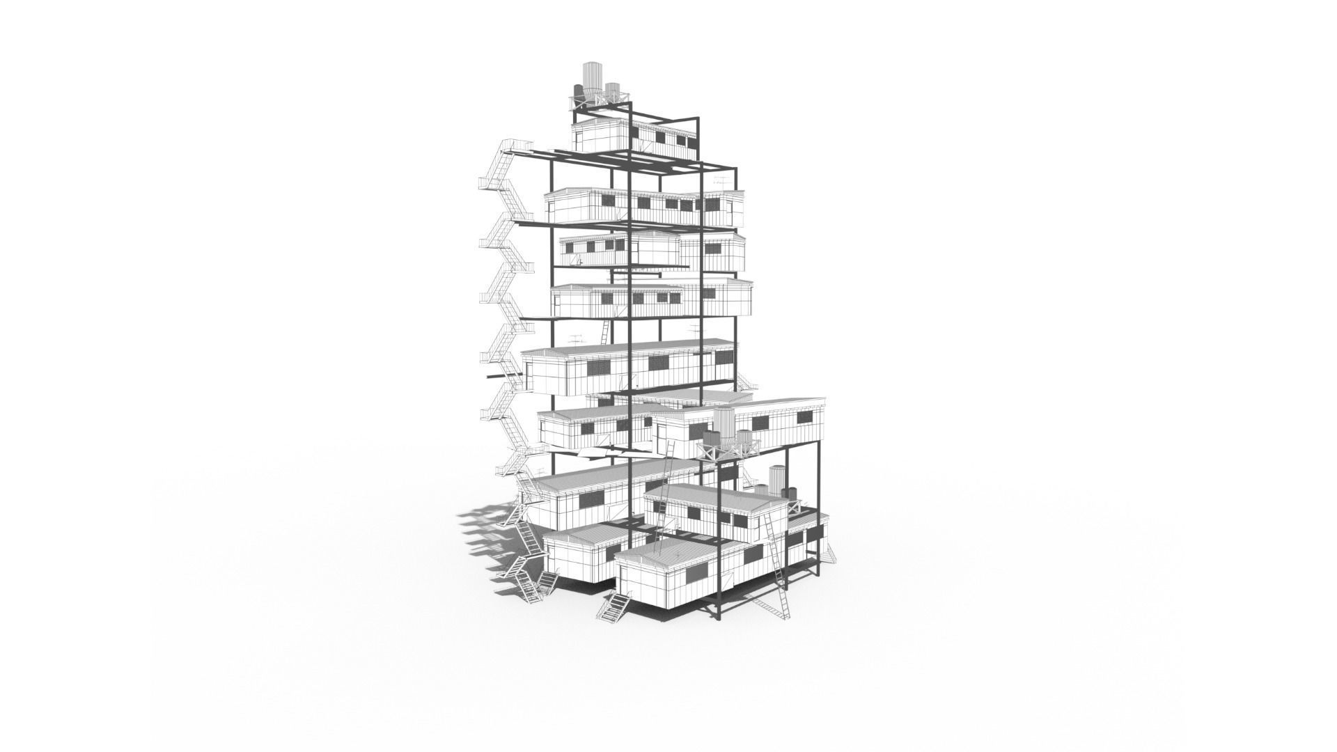 Sci Fi building pack - Building Stack - DMP asset pack - 3D model_15