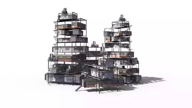 Sci Fi building pack - Building Stack - DMP asset pack - 3D model