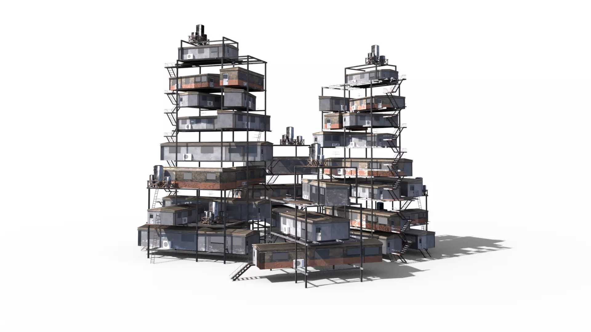 Sci Fi building pack - Building Stack - DMP asset pack - 3D model_0