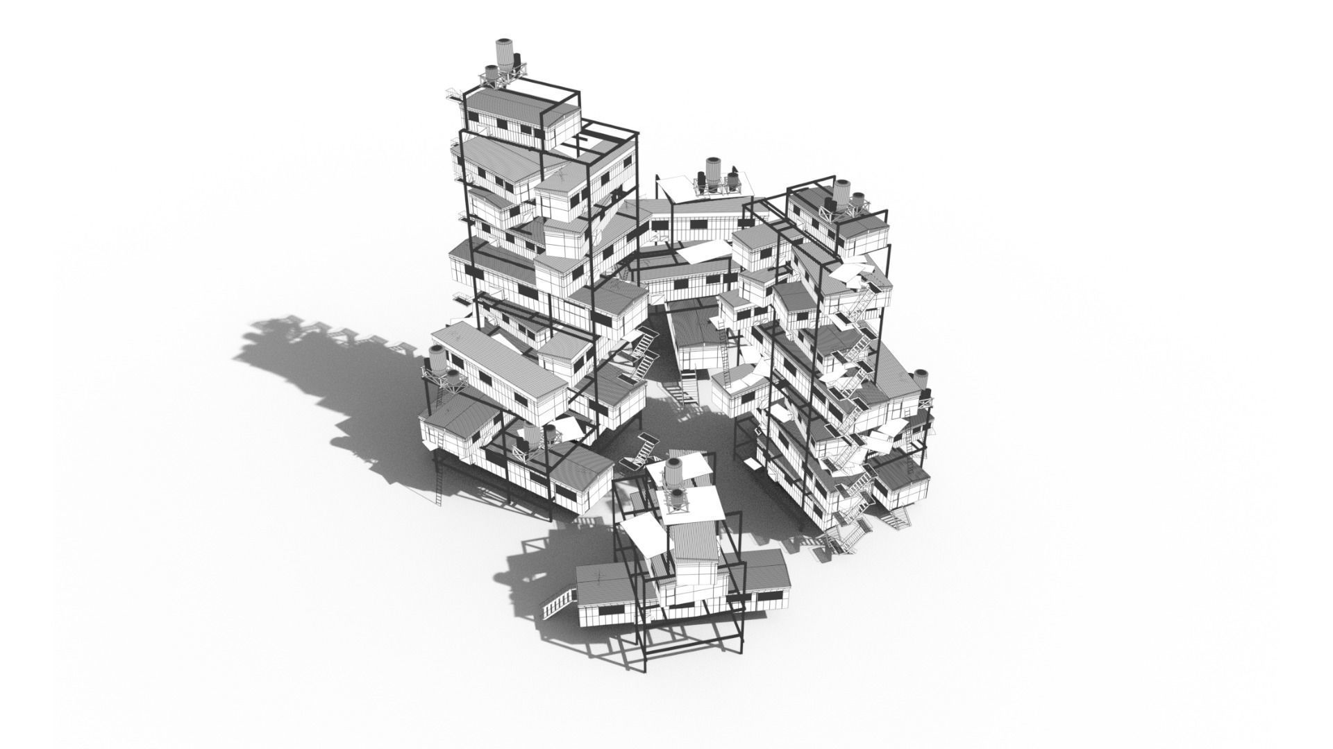Sci Fi building pack - Building Stack - DMP asset pack - 3D model_3