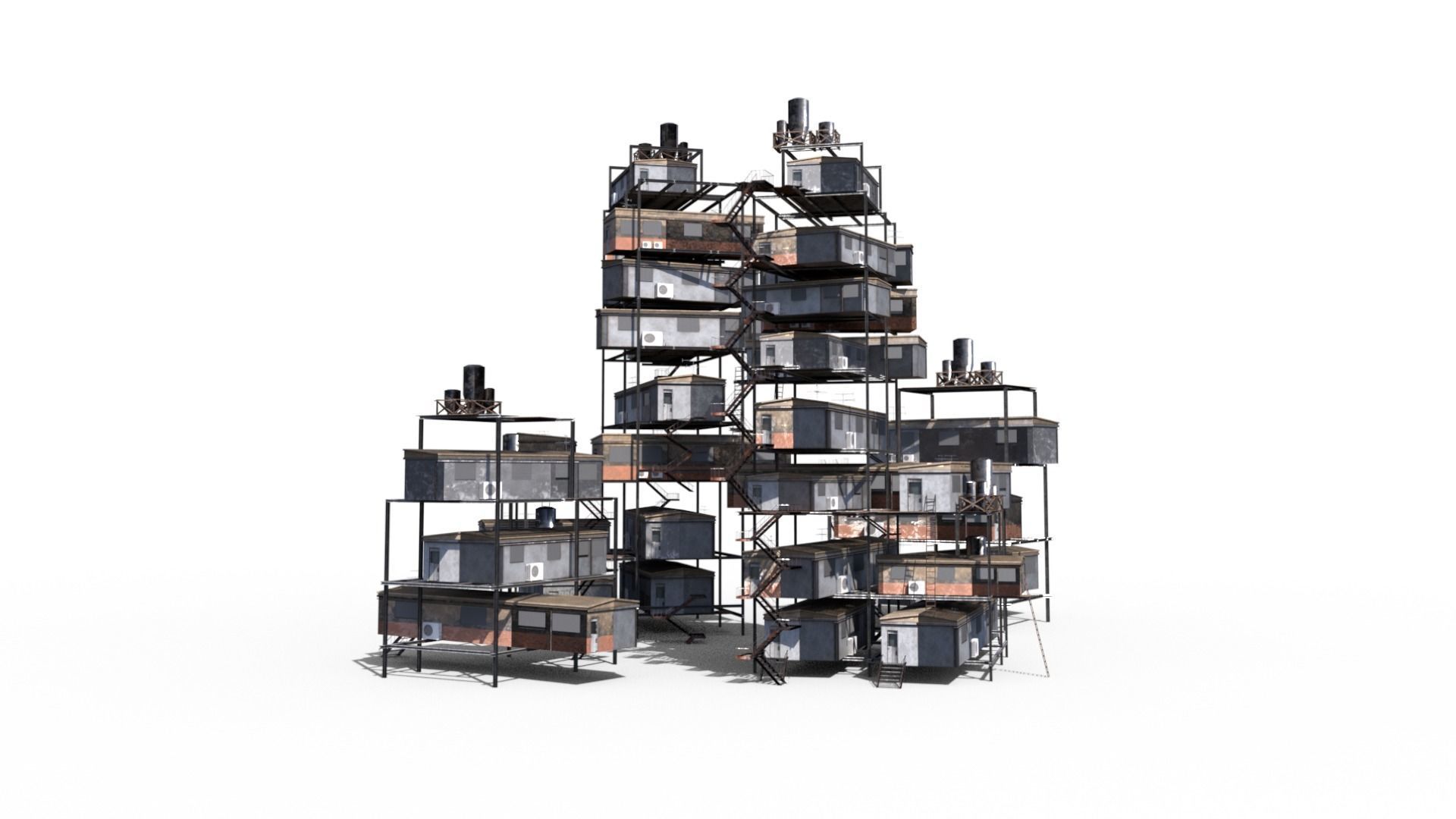 Sci Fi building pack - Building Stack - DMP asset pack - 3D model_4