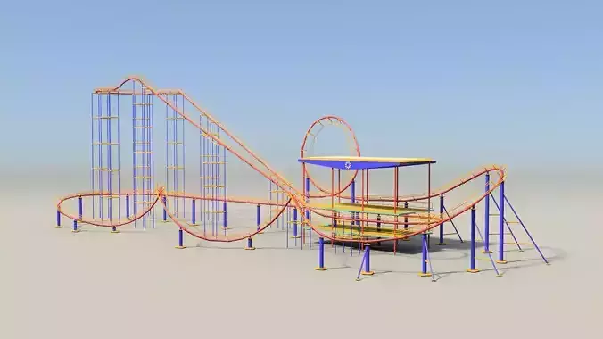 Roller coaster VR Low-poly 3D model
