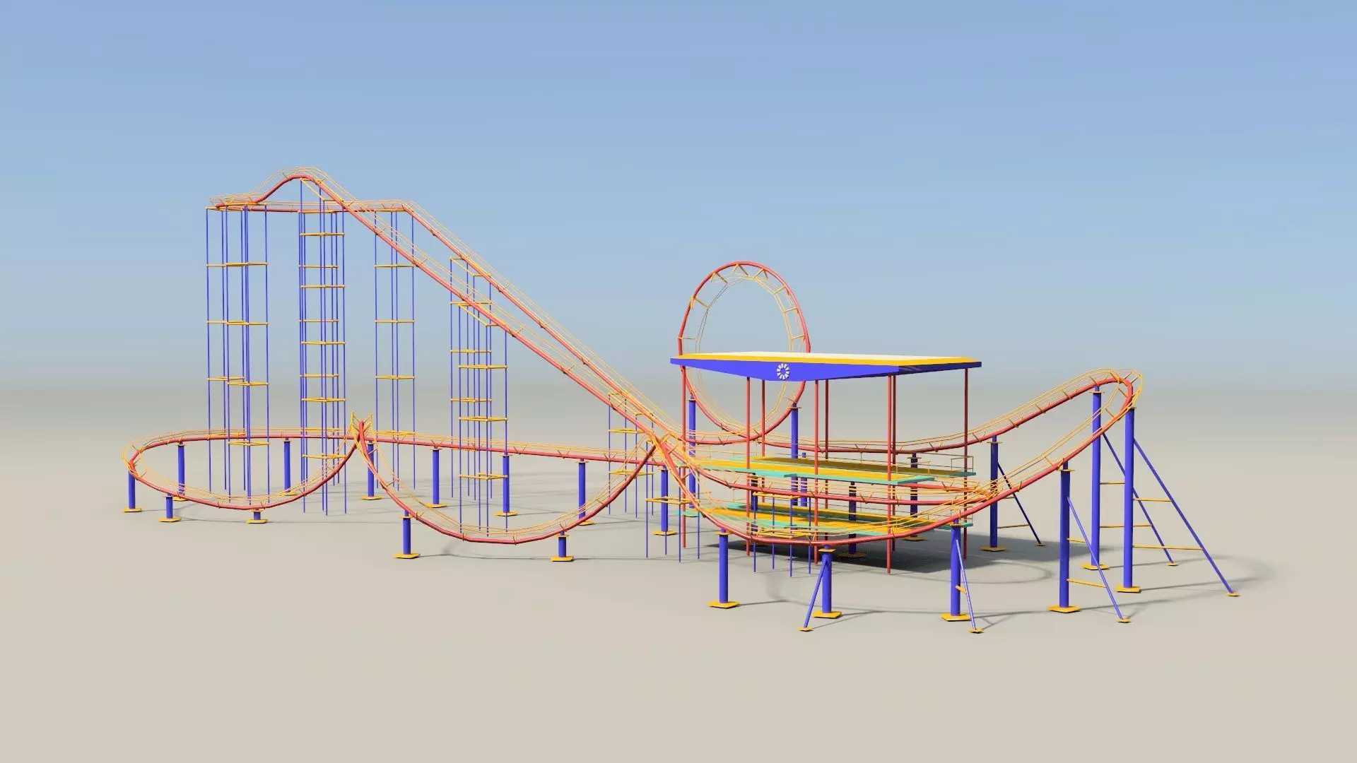 Roller coaster VR Low-poly 3D model_0