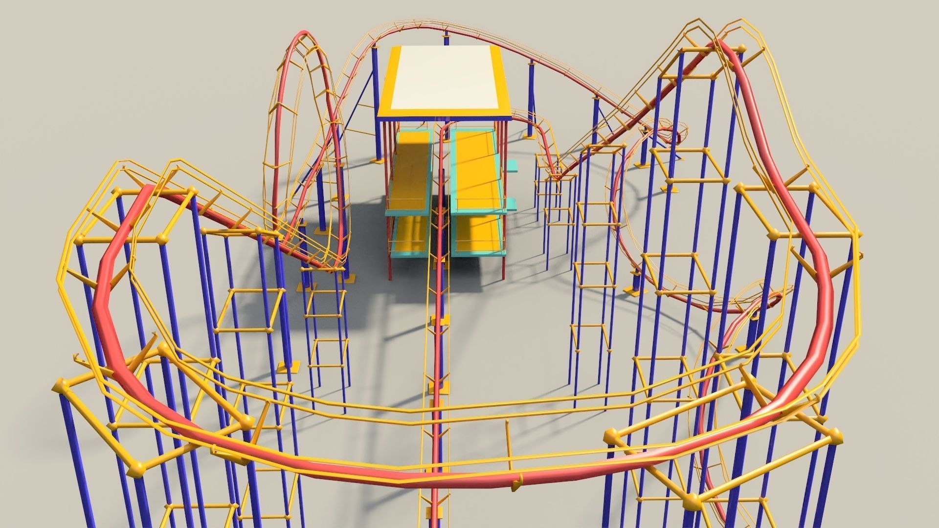 Roller coaster VR Low-poly 3D model_7