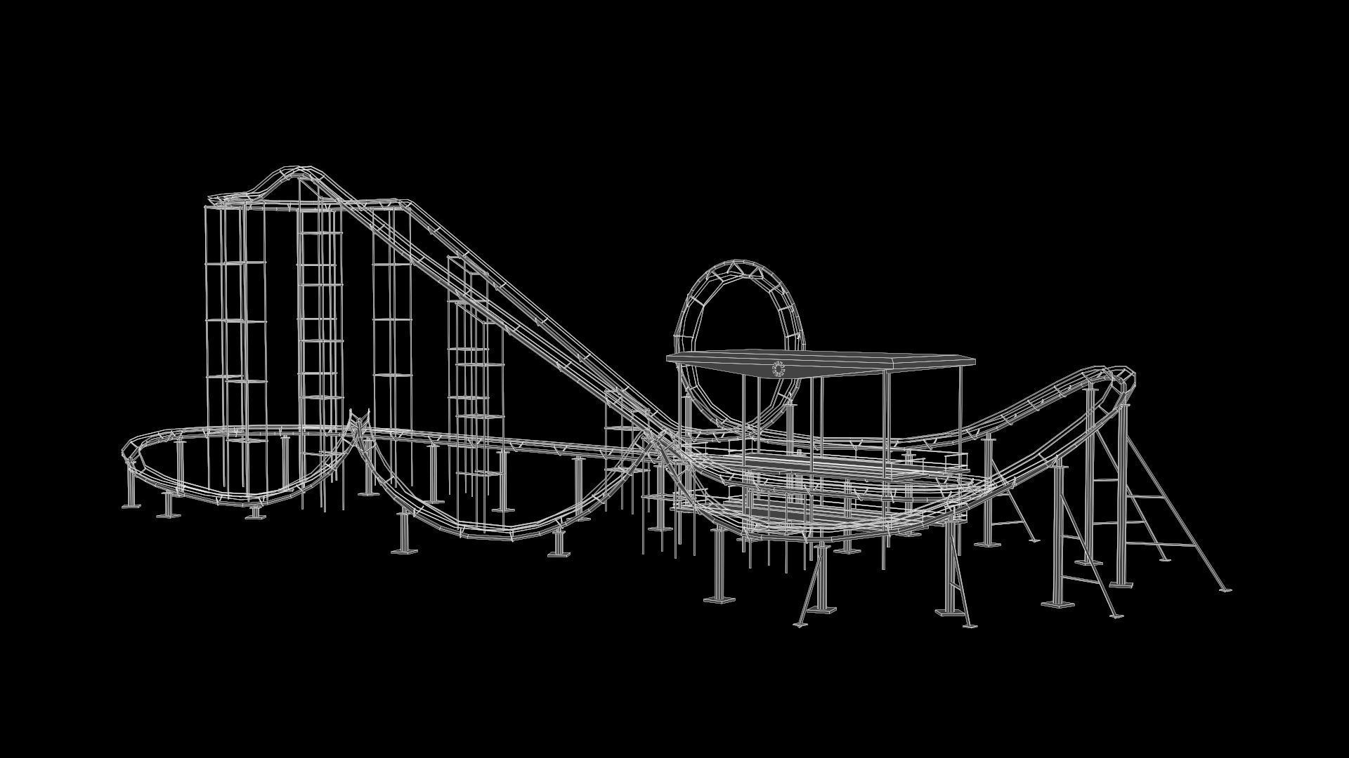 Roller coaster VR Low-poly 3D model_2