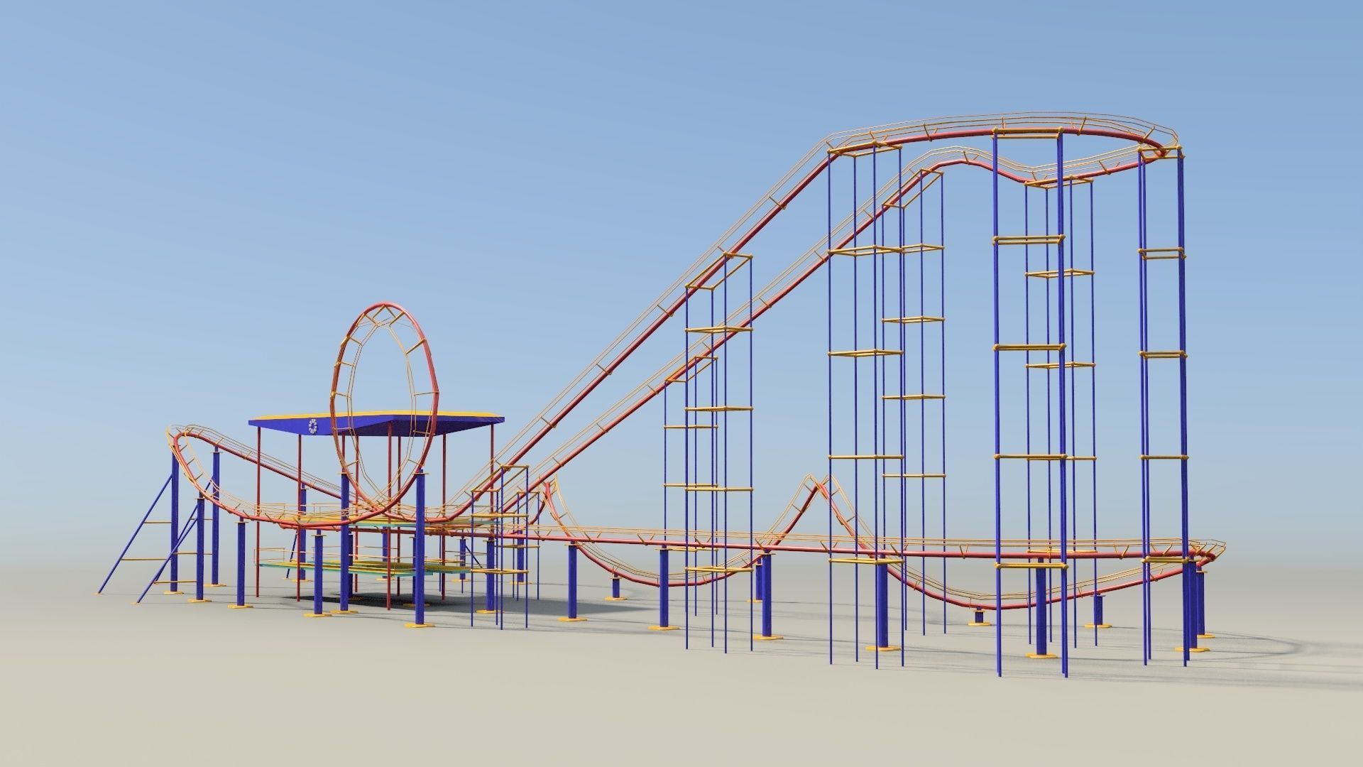 Roller coaster VR Low-poly 3D model_5