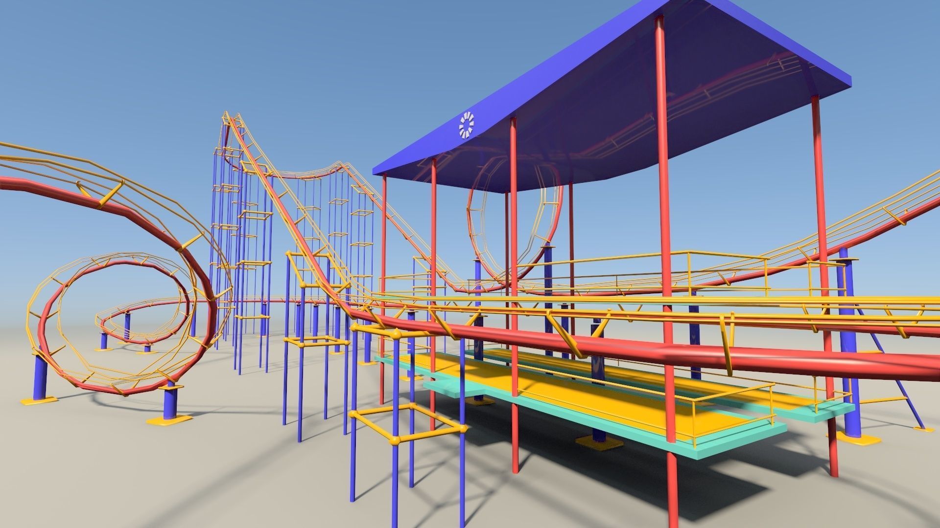Roller coaster VR Low-poly 3D model_9