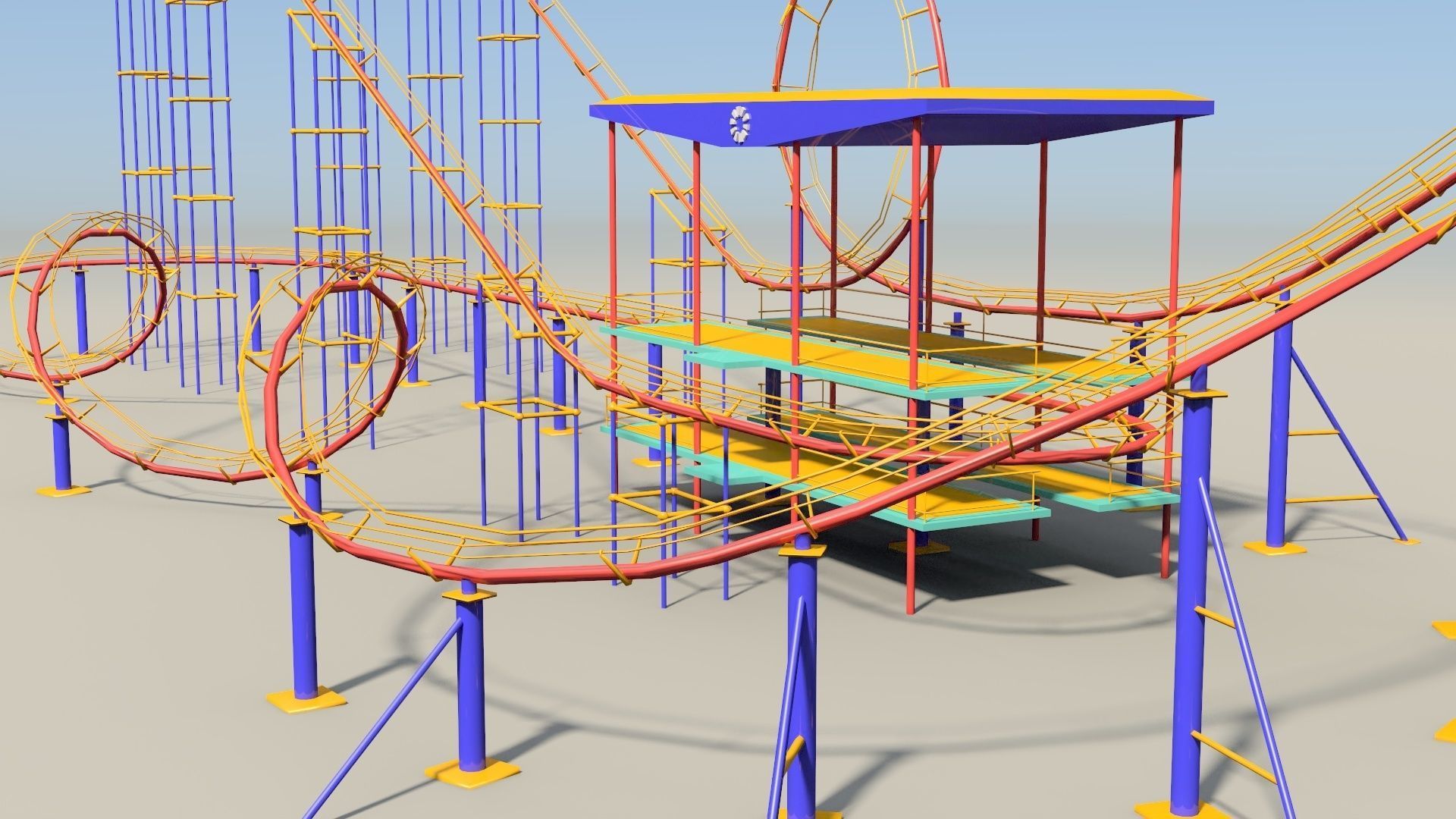 Roller coaster VR Low-poly 3D model_3
