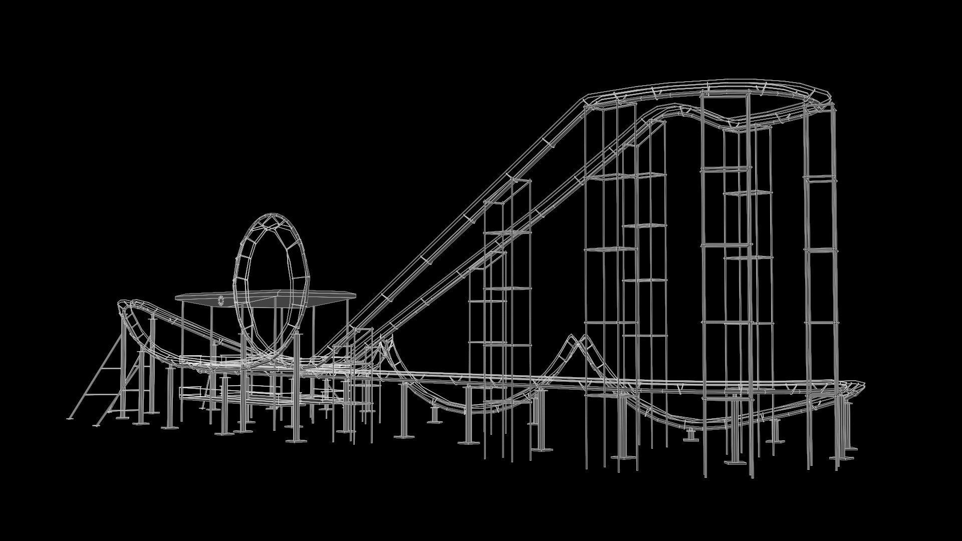 Roller coaster VR Low-poly 3D model_6