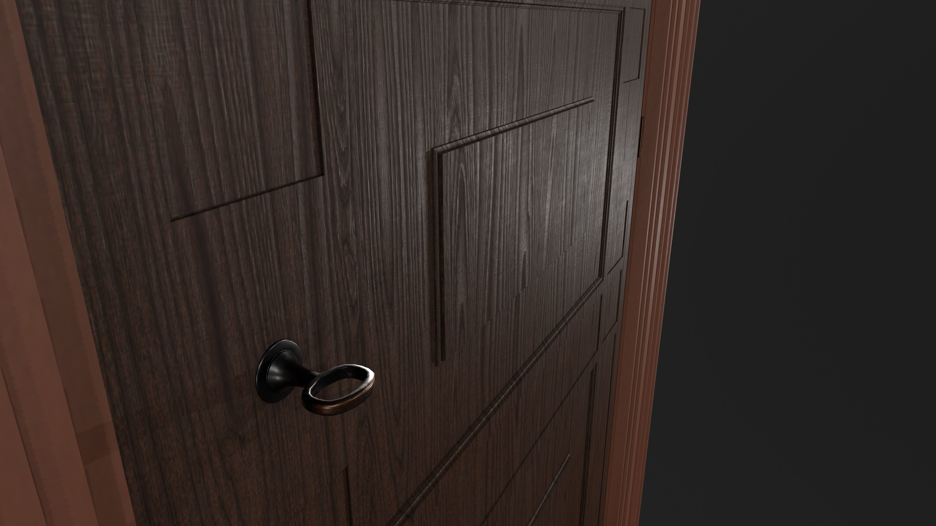 Door and doorframe Low-poly 3D model_6